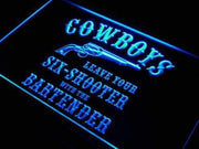 Cowboys Leave Six Shooter Bar LED Light Sign - LED Gift Works
