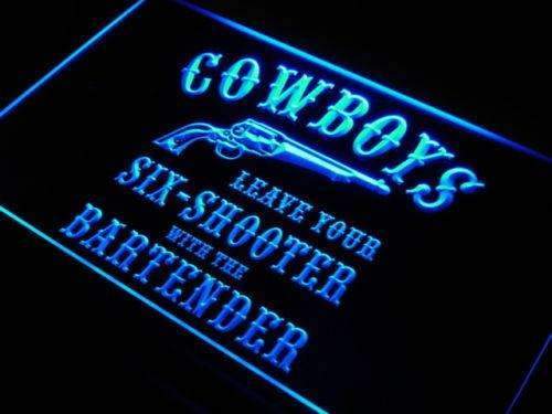 Cowboys Leave Six Shooter Bar LED Light Sign - LED Gift Works