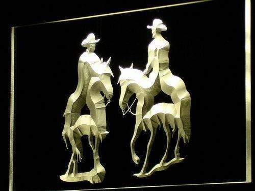 Cowboys Riding Horses LED Light Sign - LED Gift Works