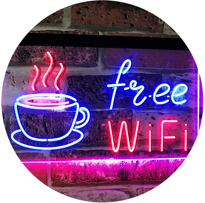 Cafe Coffee Free WiFi LED Light Sign - Way Up Gifts
