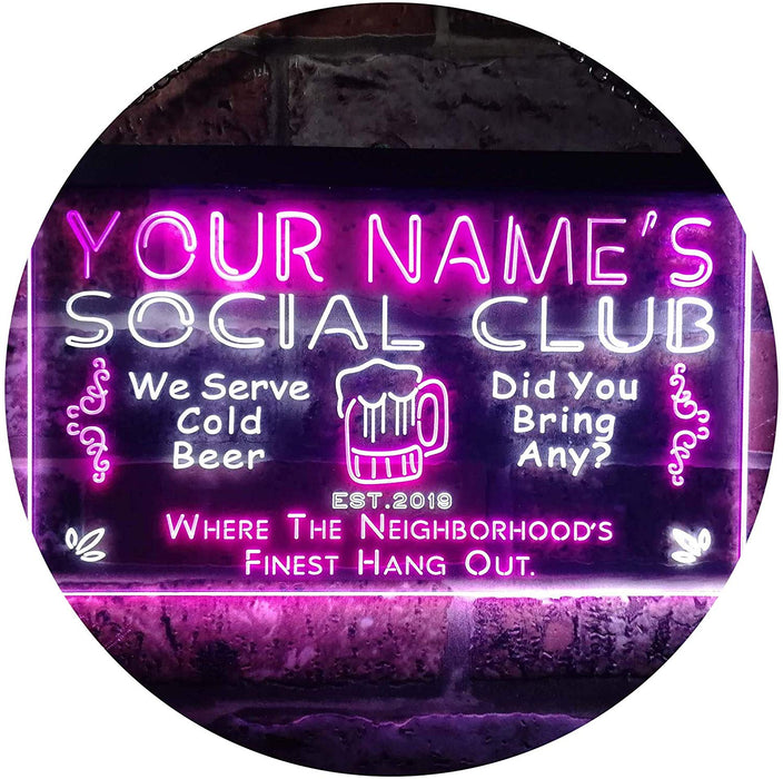 Personalized Social Club LED Light Sign - Way Up Gifts