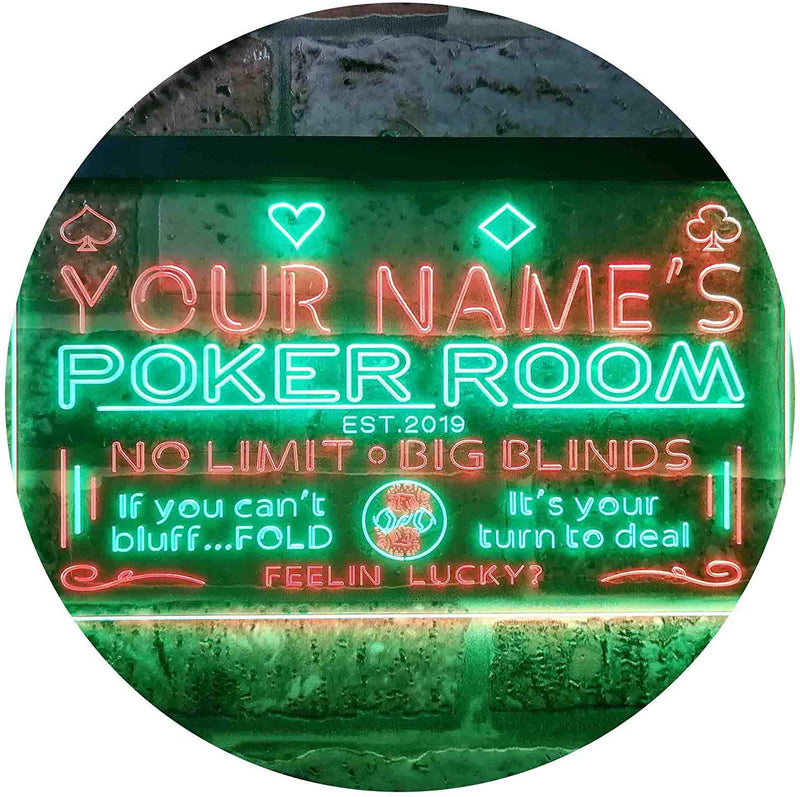 Personalized Poker Room LED Light Sign - LED Gift Works