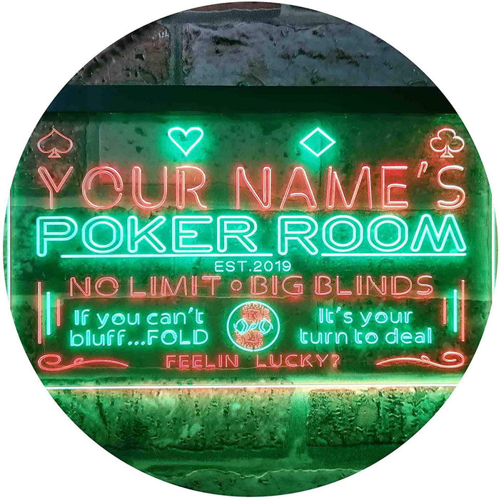 Personalized Poker Room LED Light Sign - Way Up Gifts