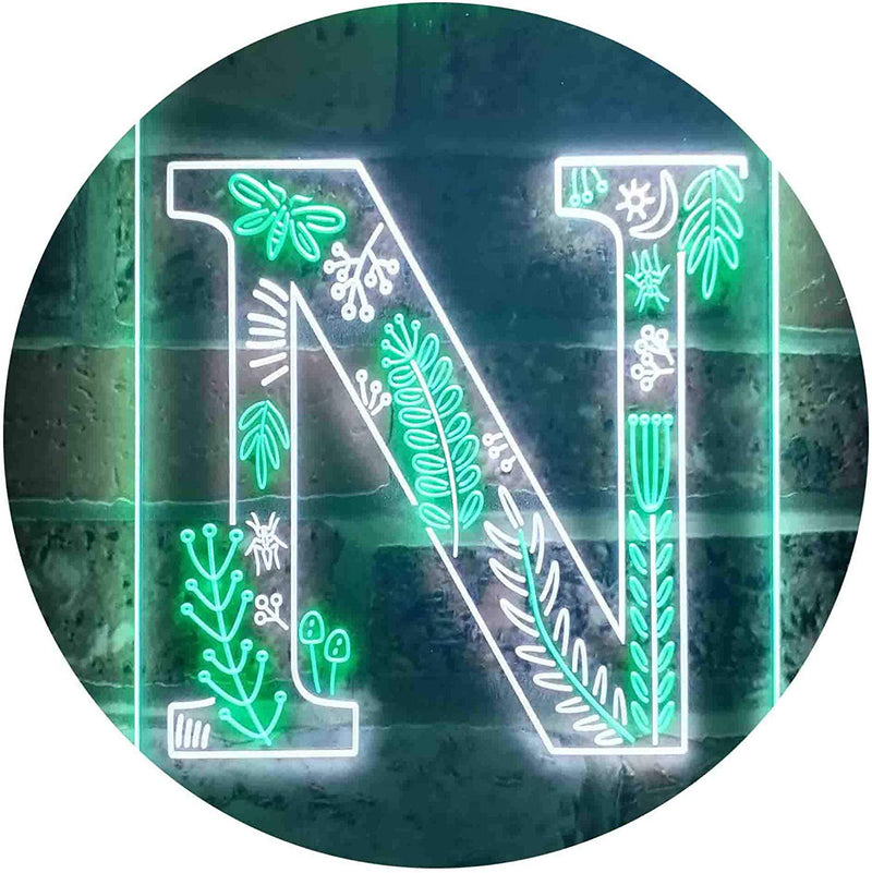 Family Name Letter N Monogram Initial LED Light Sign - LED Gift Works