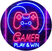 Gamer Play Win Game Room LED Light Sign - LED Gift Works