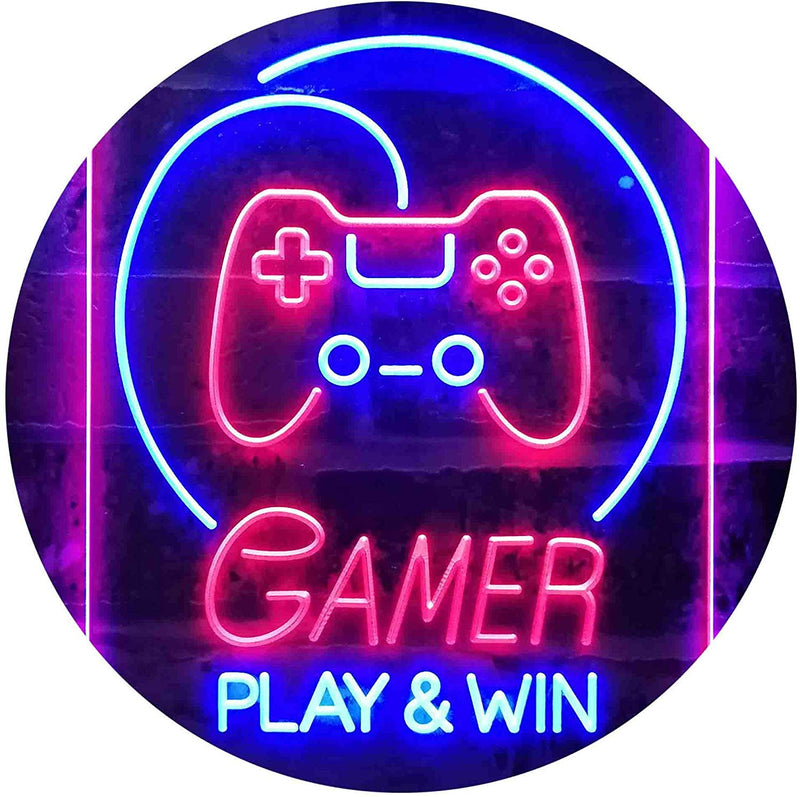 Gamer Play Win Game Room LED Light Sign - LED Gift Works