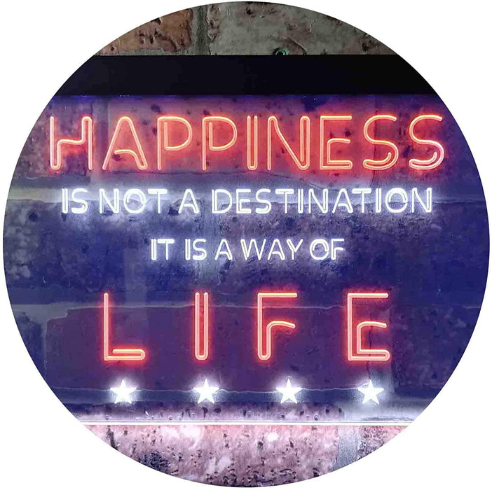 Happiness is a Way of Life Quotes Bedroom Decor LED Light Sign - Way Up Gifts