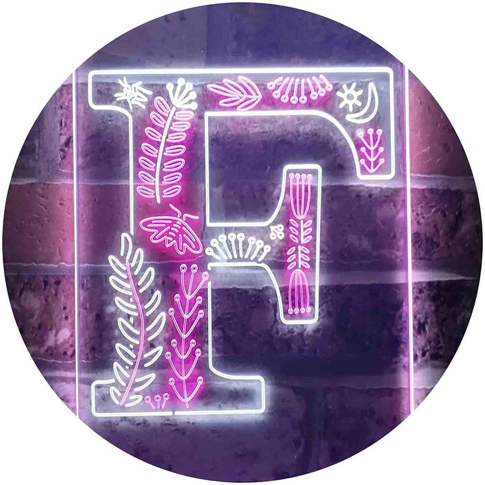 Family Name Letter F Monogram Initial LED Light Sign - Way Up Gifts