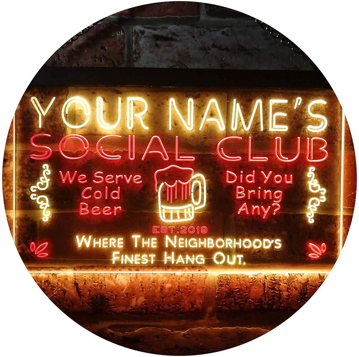 Personalized Social Club LED Light Sign - Way Up Gifts