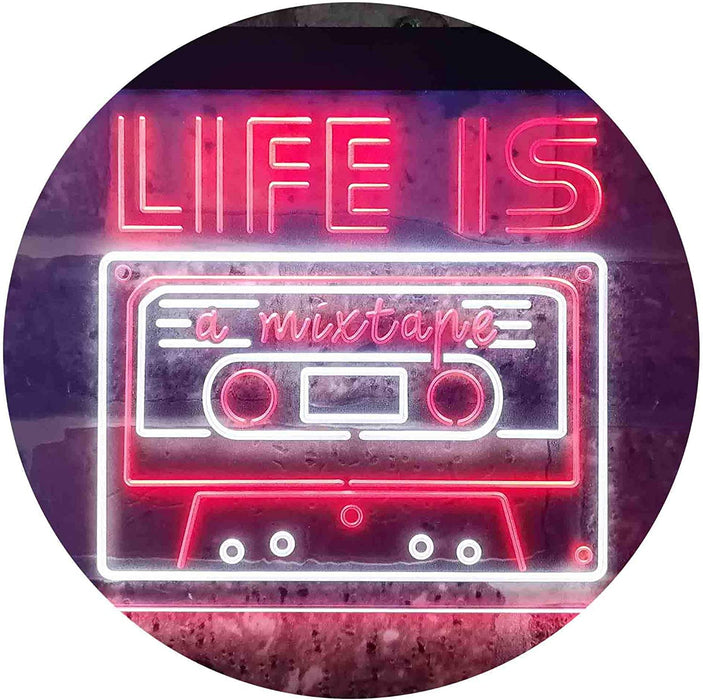 Life is a Mixtape Quotes Bedroom Decor LED Light Sign - Way Up Gifts