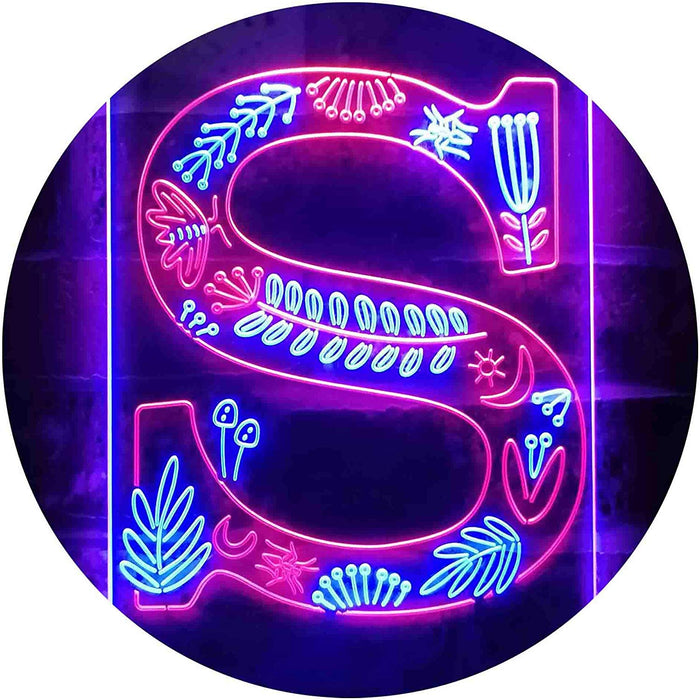 Family Name Letter S Monogram Initial LED Light Sign - Way Up Gifts