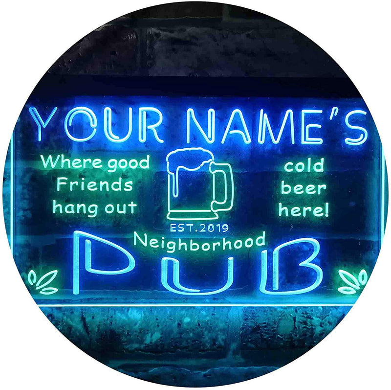 Personalized Neighborhood Pub Bar LED Light Sign - LED Gift Works