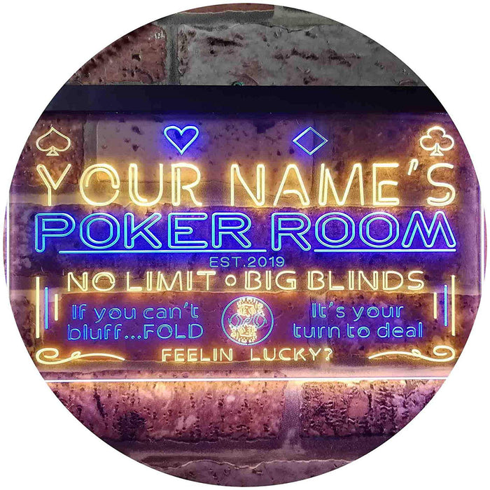Personalized Poker Room LED Light Sign - Way Up Gifts