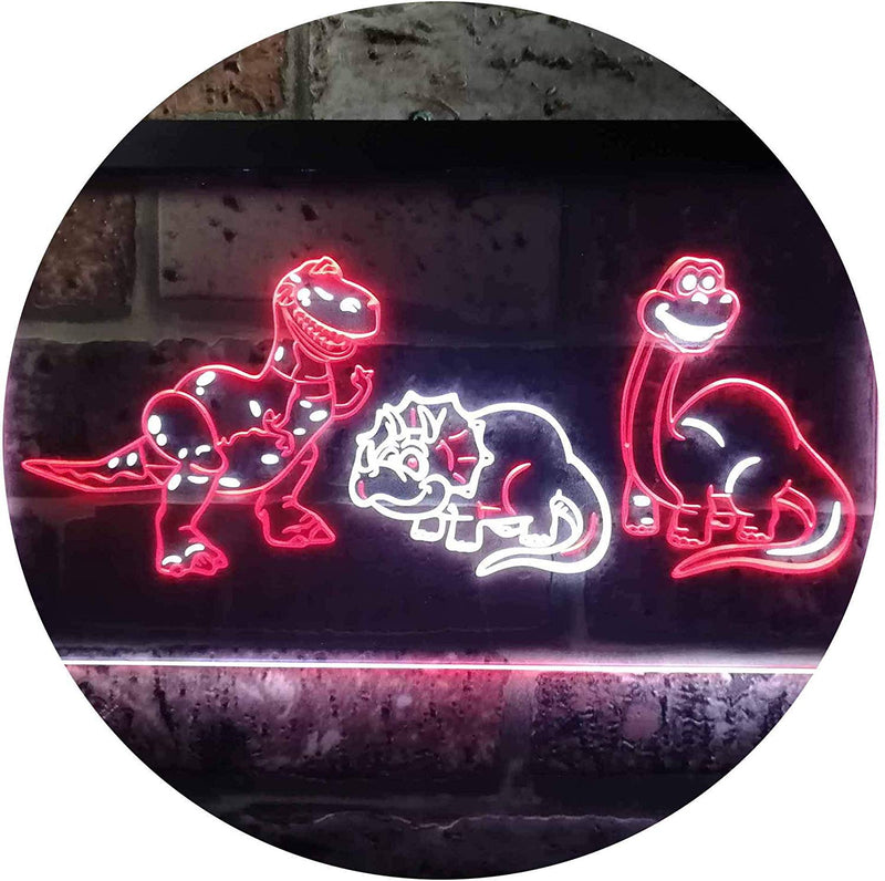 Dinosaur T Rex Triceratops Night Light Kids Bedroom Decor LED Light Sign - LED Gift Works
