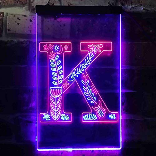 Family Name Letter K Monogram Initial LED Light Sign - Way Up Gifts