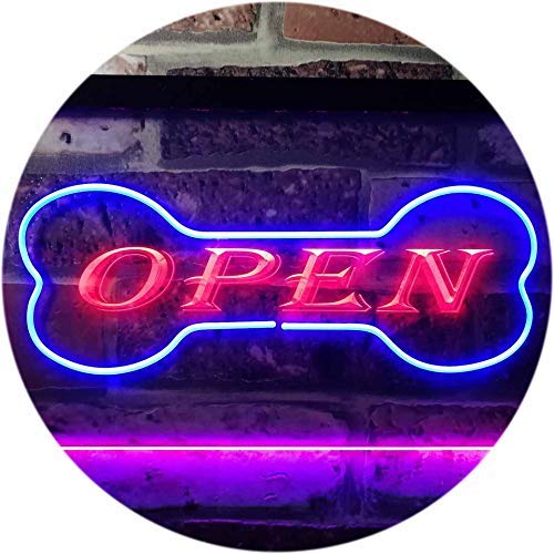 Open Dog Bone Grooming Pet Shop LED Light Sign - LED Gift Works