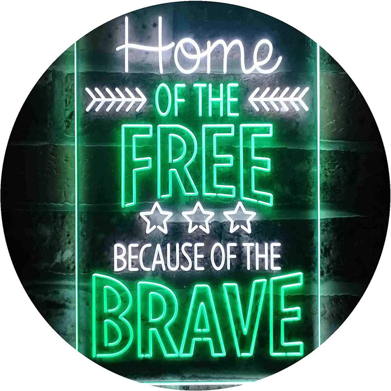 USA Home of The Free Because of The Brave LED Light Sign - LED Gift Works