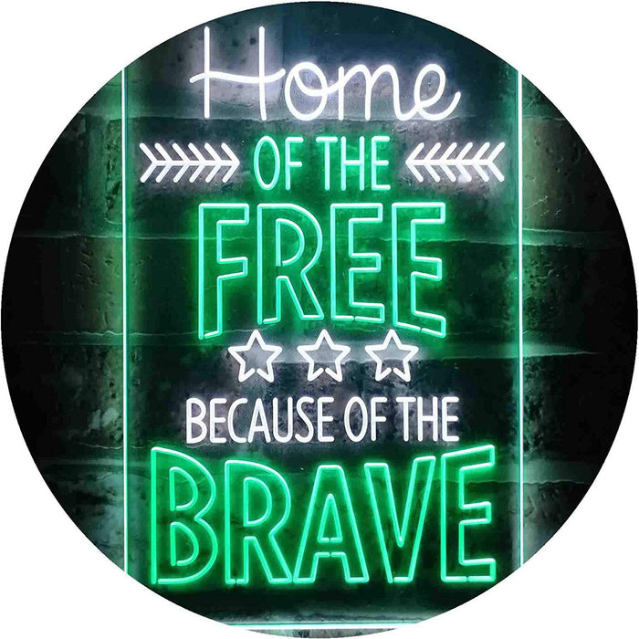 USA Home of The Free Because of The Brave LED Light Sign - Way Up Gifts