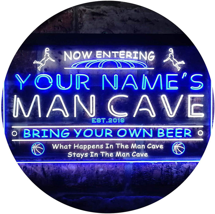 Personalized Sports Basketball Theme Man Cave LED Light Sign - Way Up Gifts