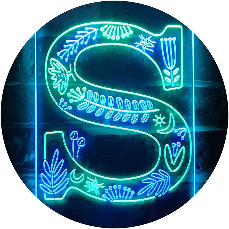 Family Name Letter S Monogram Initial LED Light Sign - LED Gift Works