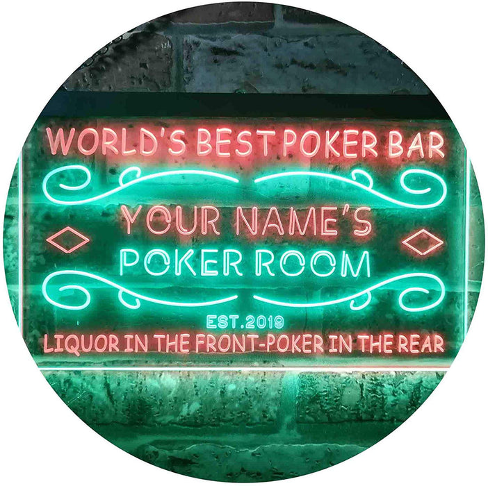 Personalized Poker Room Bar LED Light Sign - Way Up Gifts