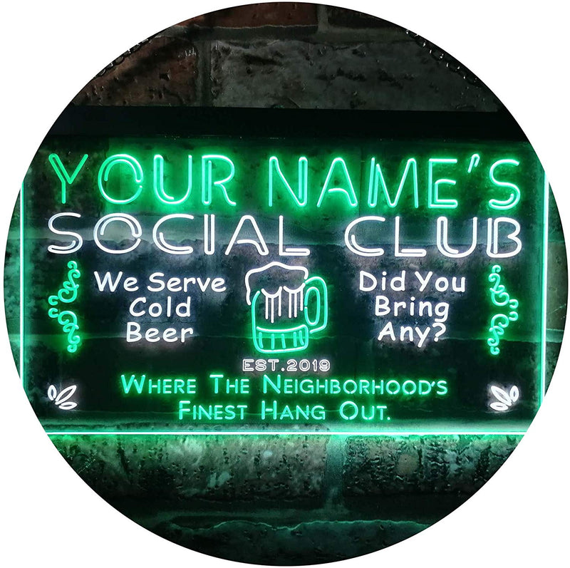 Personalized Social Club LED Light Sign - LED Gift Works