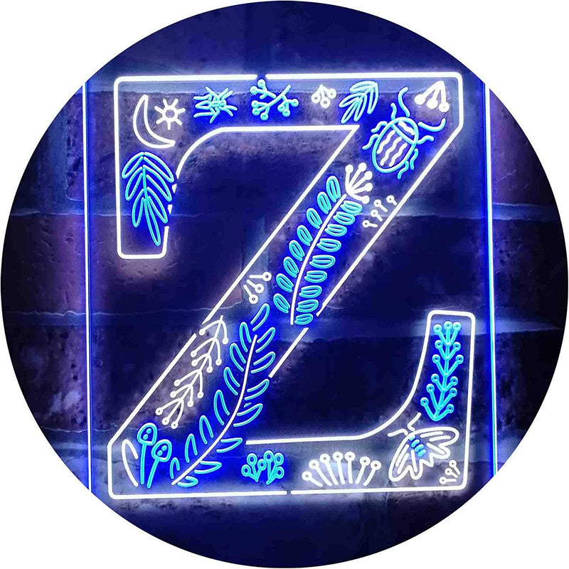 Family Name Letter Z Monogram Initial LED Light Sign - LED Gift Works