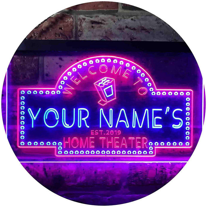 Personalized Movie Room Home Theater LED Light Sign - Way Up Gifts