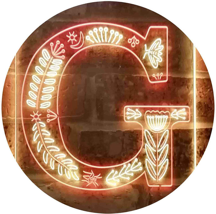 Family Name Letter G Monogram Initial LED Light Sign - Way Up Gifts