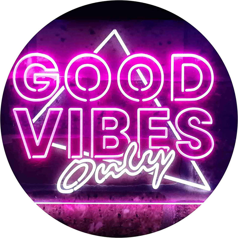 Good Vibes Only Triangle LED Light Sign - LED Gift Works