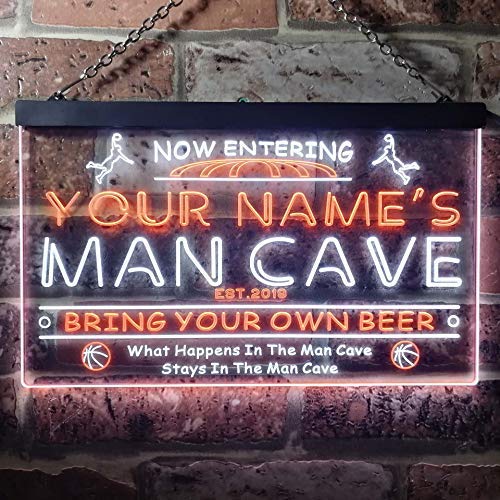 Personalized Sports Basketball Theme Man Cave LED Light Sign - Way Up Gifts