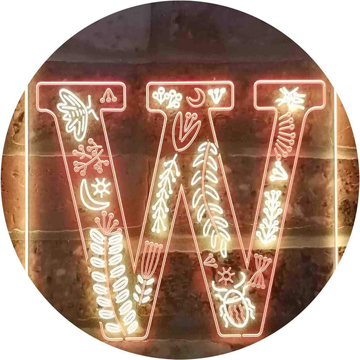 Family Name Letter W Monogram Initial LED Light Sign - Way Up Gifts