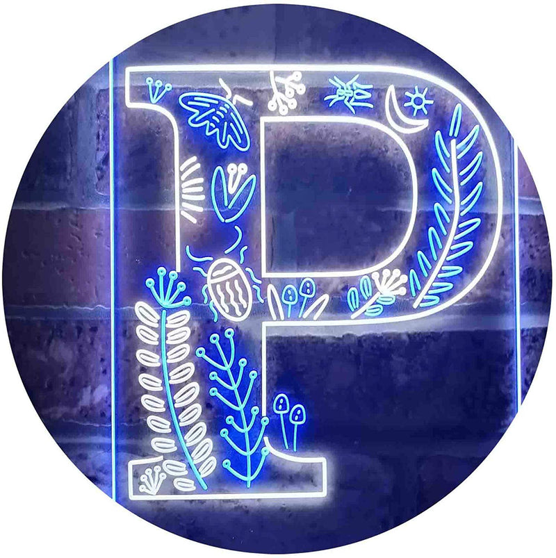 Family Name Letter P Monogram Initial LED Light Sign - LED Gift Works