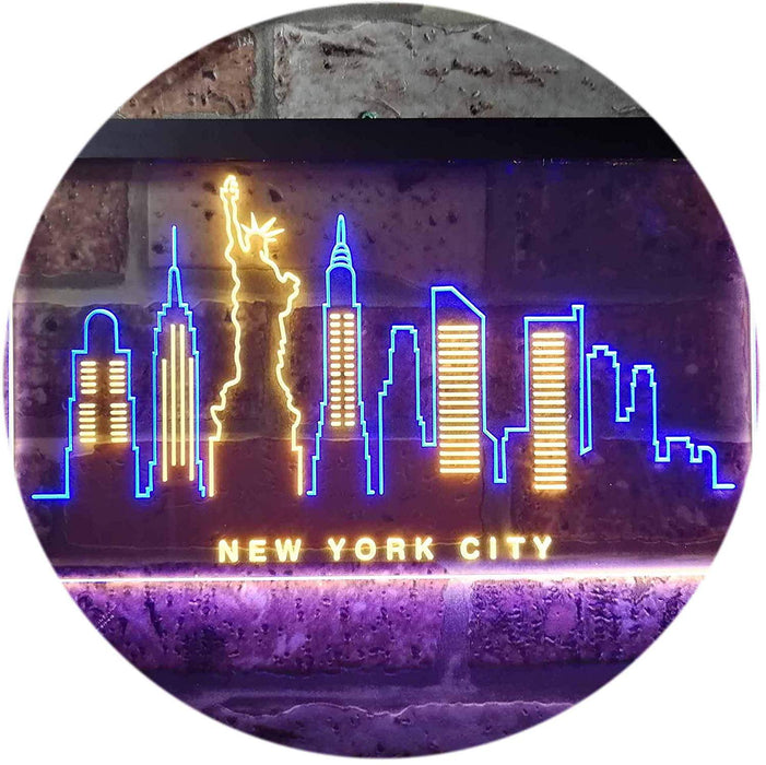 New York City Skyline Statue of Liberty LED Light Sign - Way Up Gifts