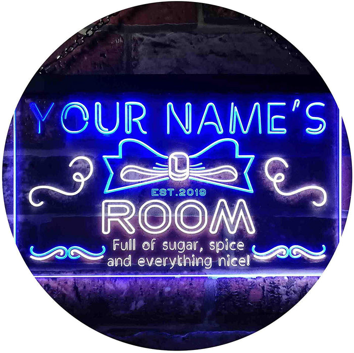 Personalized Sugar Spice Everything Nice Girl Room Decor LED Light Sign - Way Up Gifts