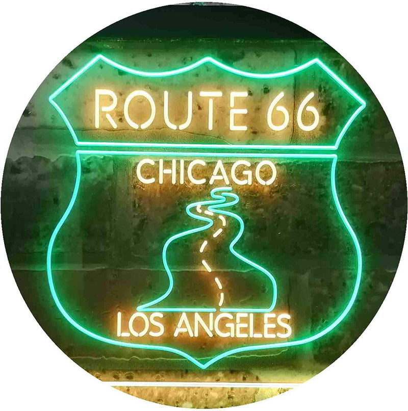 Chicago to Los Angeles Route 66 LED Light Sign - LED Gift Works