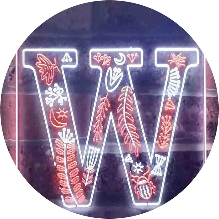 Family Name Letter W Monogram Initial LED Light Sign - Way Up Gifts