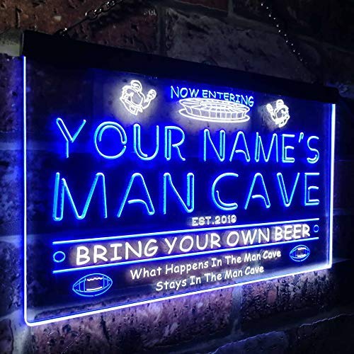 Personalized Sports Football Theme Man Cave LED Light Sign - LED Gift Works