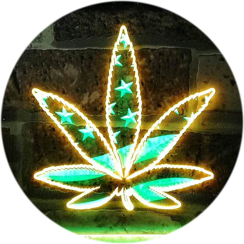 Marijuana Leaf USA Flag LED Light Sign - LED Gift Works