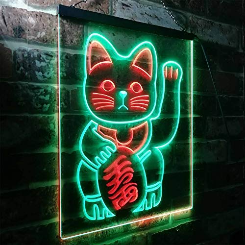 Maneki Neko Lucky Cat Welcome Japan LED Light Sign - Way Up Gifts