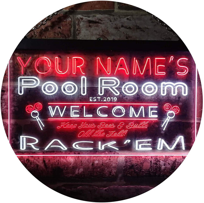 Personalized Billiards Pool Room LED Light Sign - Way Up Gifts