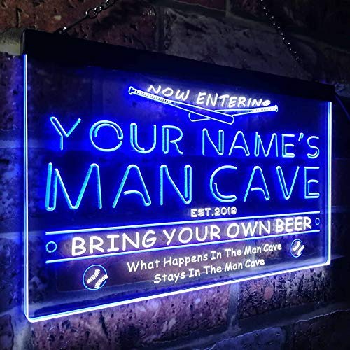 Personalized Sports Baseball Theme Man Cave LED Light Sign - LED Gift Works