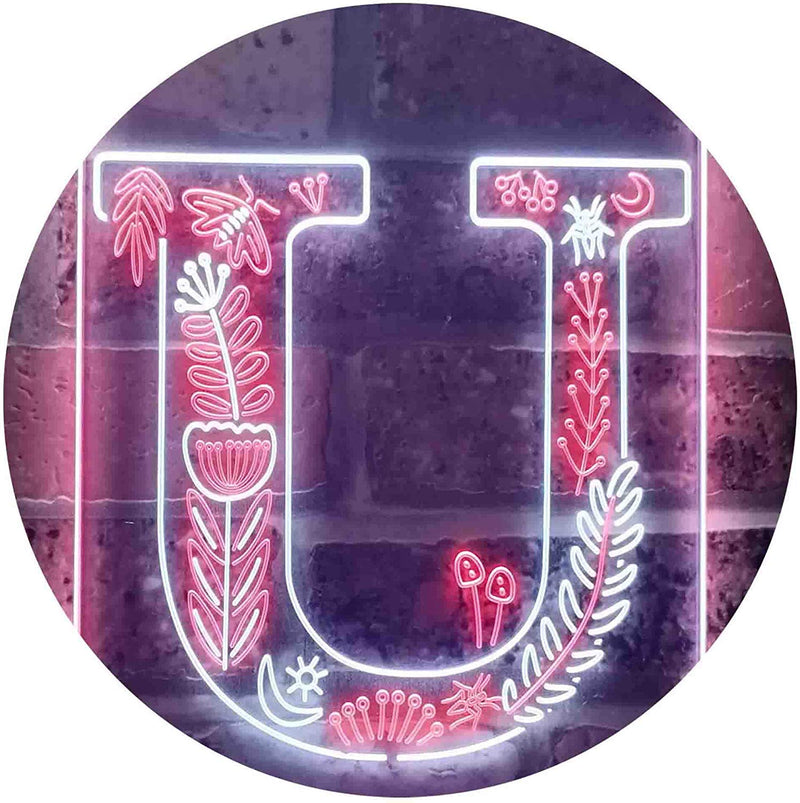 Family Name Letter U Monogram Initial LED Light Sign - LED Gift Works
