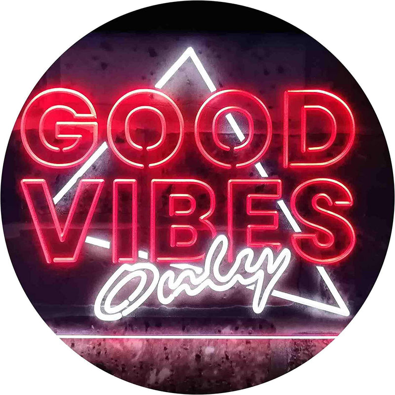 Good Vibes Only Triangle LED Light Sign - LED Gift Works