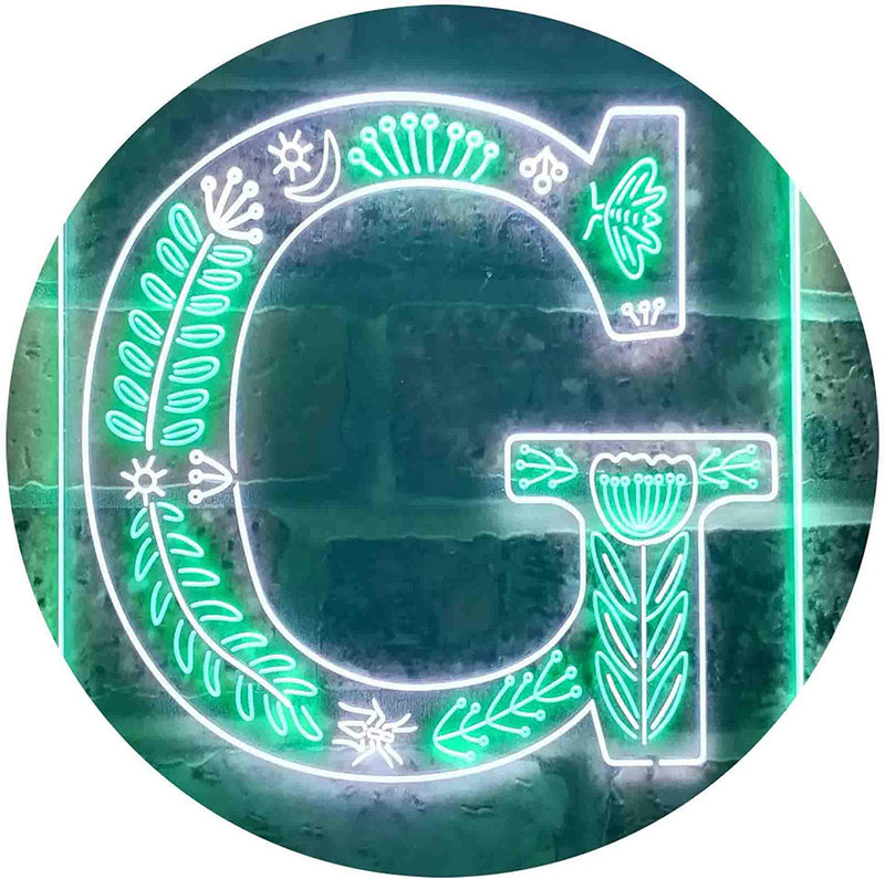 Family Name Letter G Monogram Initial LED Light Sign - LED Gift Works