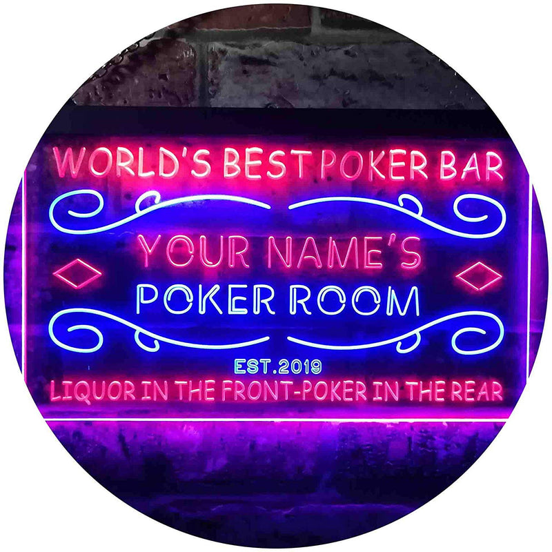 Personalized Poker Room Bar LED Light Sign - LED Gift Works