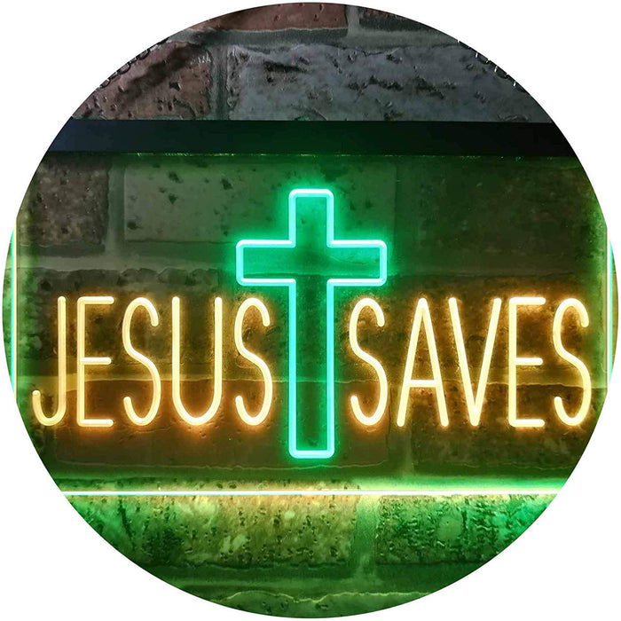 Cross Jesus Saves LED Light Sign - Way Up Gifts