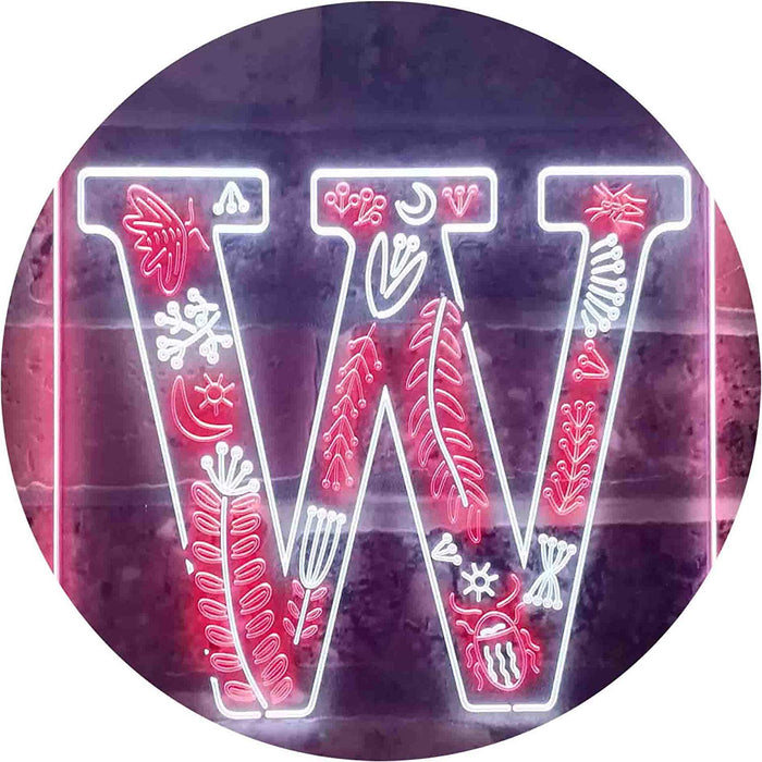 Family Name Letter W Monogram Initial LED Light Sign - Way Up Gifts