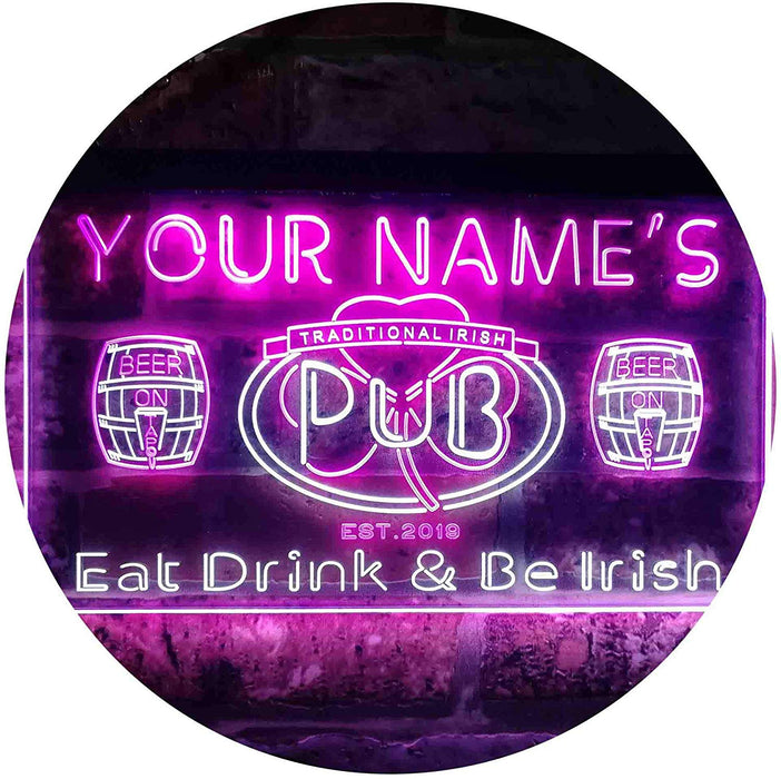 Personalized Traditional Irish Pub LED Light Sign - Way Up Gifts