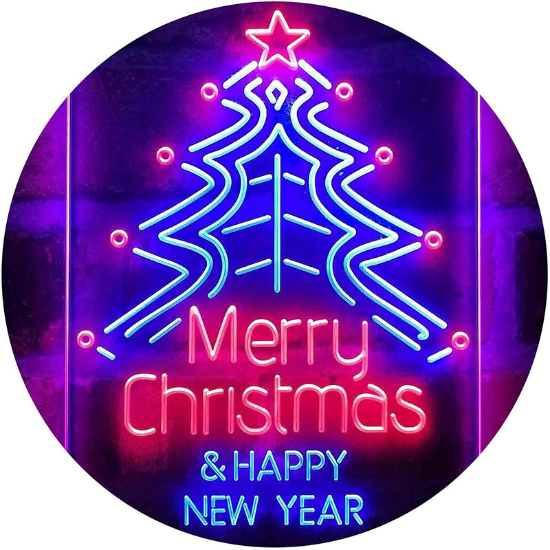 Merry Christmas Happy New Year LED Light Sign - LED Gift Works
